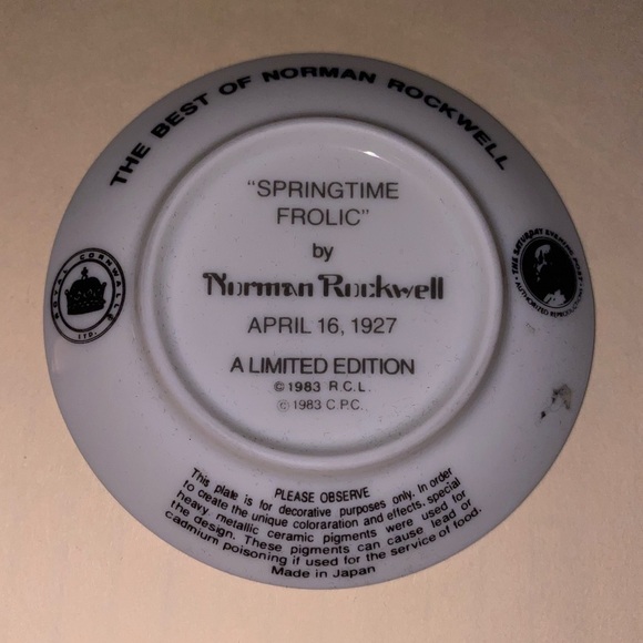 NORMAN ROCKWELL “Springtime” Decorative Porcelain Plate Vintage 3 1/4 in - Picture 3 of 7